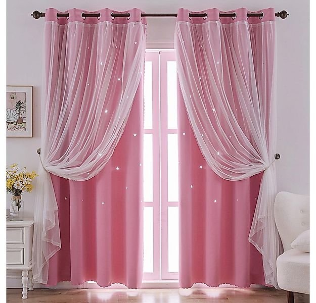 FOUORTUNATE-BEE Gardine Vorhänge Blickdicht Kinderzimmer Halbtransparent (1 günstig online kaufen