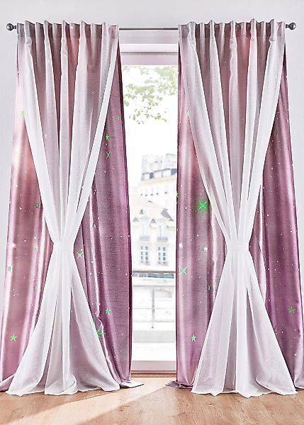 2-lagiger Vorhang mit Leuchteffekt inkl. Raffhalter günstig online kaufen