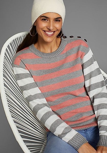 Laura Scott Strickpullover in trendy Streifenmuster mit Knopfleiste günstig online kaufen