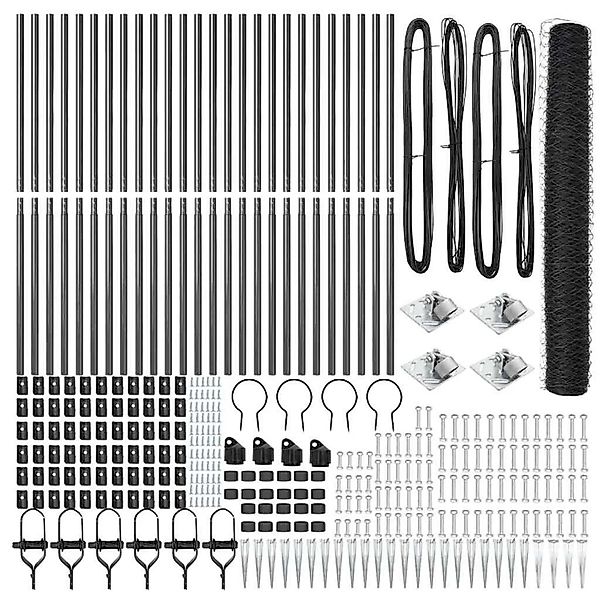 vidaXL Zaunpfosten Grau 50 x 1,4 m 50 mm Maschenweite Stahl und PVC 3353282 günstig online kaufen