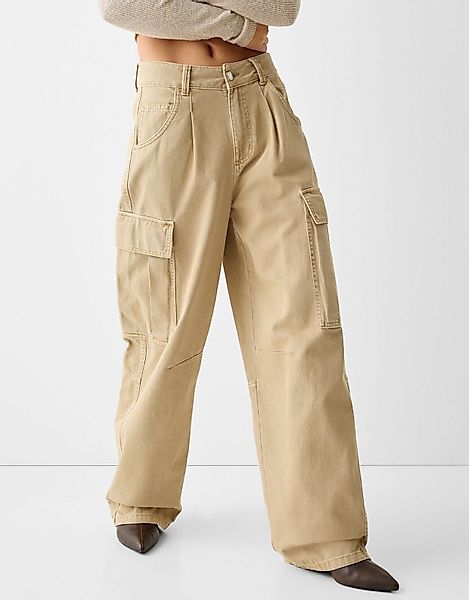 Bershka Cargohose Im Skater-Fit Aus Twill Damen 32 Beige günstig online kaufen