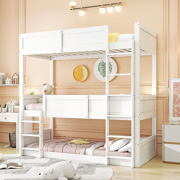 Flieks Etagenbett, umwandelbares Kinderbett Dreierbett 90x200cm günstig online kaufen