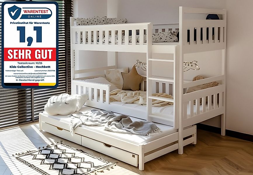 Kids Collective Hochbett 90x200 mit Ausziehbettfunktion Etagenbett Kinderbe günstig online kaufen
