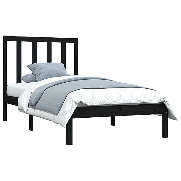 vidaXL Bett Massivholzbett Schwarz Kiefer 75x190 günstig online kaufen