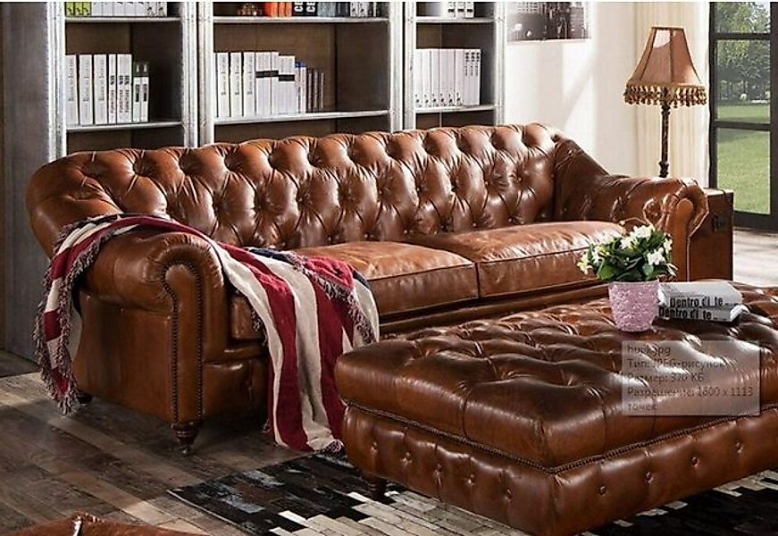JVmoebel Sofa Chesterfield Dreisitzer 3 Sitzer Leder Couch Polster Sofas Si günstig online kaufen