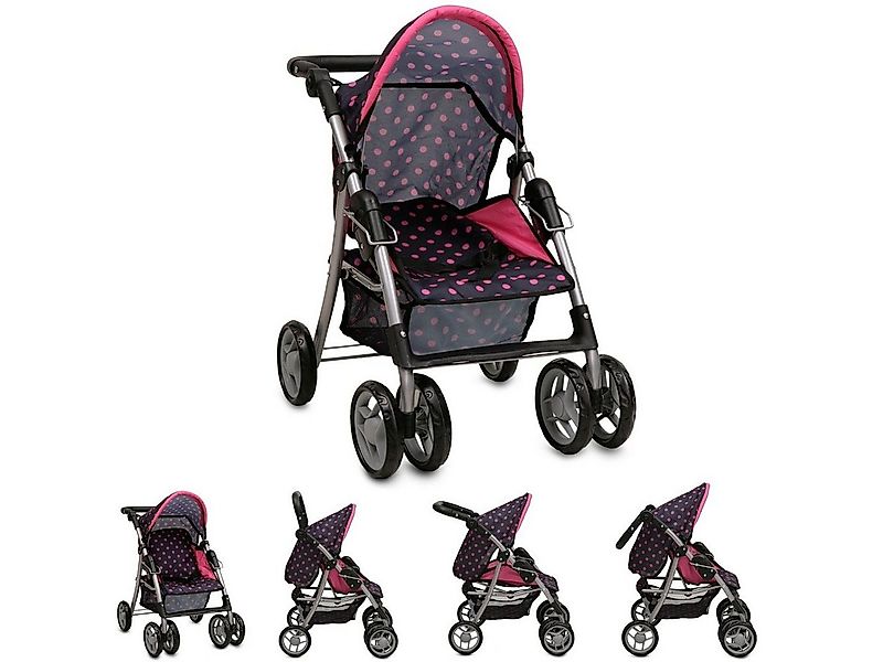 Moni Puppenbuggy Puppenbuggy, Puppenwagen Punkte 9352, zusammenklappbar, Sc günstig online kaufen