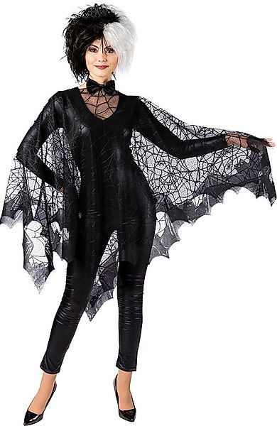 Karneval-Klamotten Kostüm Spinnenkostüm Damen Poncho Spinnweben Halloween, günstig online kaufen