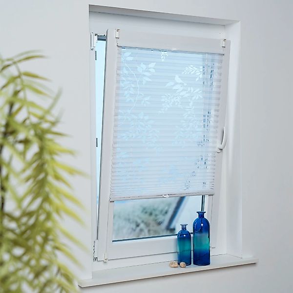 GARESA Plissee "Ausbrenner Blätterranke" Lichtschutz ohne Bohren verspannt günstig online kaufen