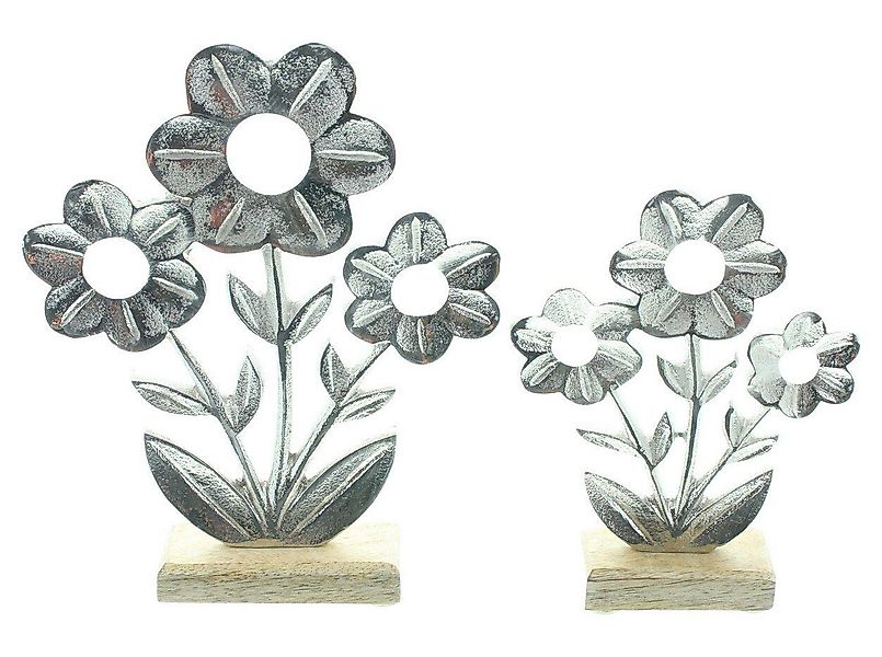 Home-trends24.de Dekofigur Blume Silber Deko Figur günstig online kaufen