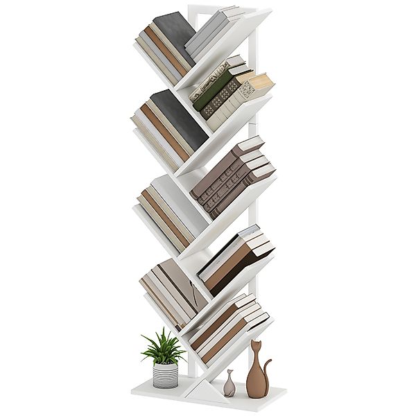 HOMCOM Bücherregal in Baumform mit 9 Regalen und Stahlstruktur für Wohnzimm günstig online kaufen
