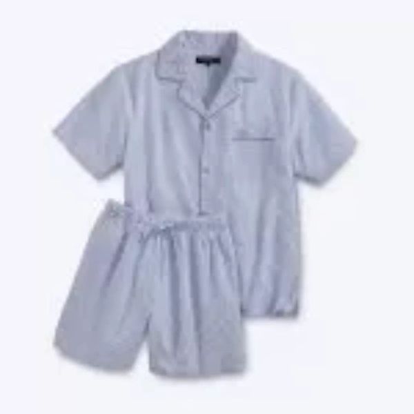 Seersucker Sommer-Pyjama,blau- günstig online kaufen
