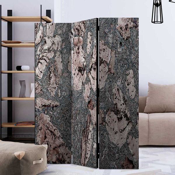 Leinwand Paravent in Grau und Beige Stein Motiv günstig online kaufen