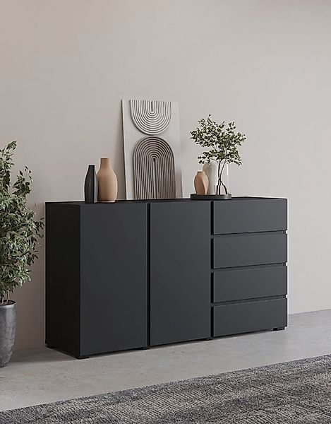 INOSIGN Sideboard »Metric,Breite 138 cm, grifflose Kommode 2 Türen/4 Schubk günstig online kaufen