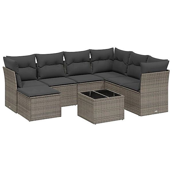 vidaXL 8-Tlg Garten-Sofagarnitur mit Kissen Grau Poly Rattan 3263226 günstig online kaufen