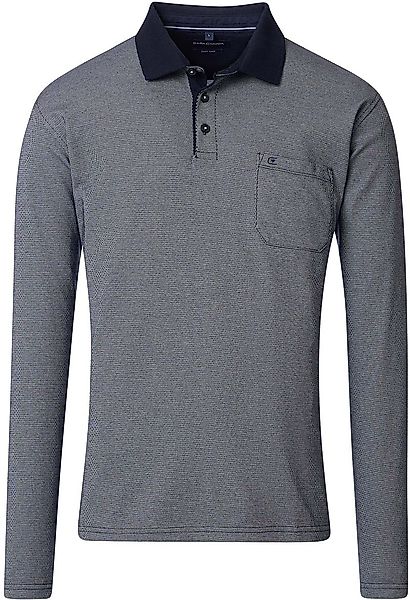 Casa Moda Long Sleeve Poloshirt Structure Blau - Größe XL günstig online kaufen