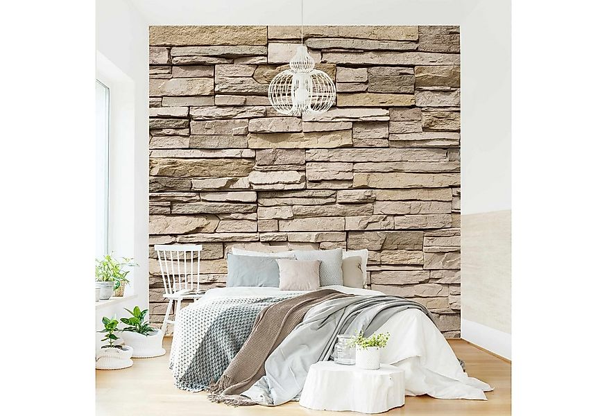 Bilderdepot24 Vliestapete Stein Steinmauer große hellen Steinen Steinoptik günstig online kaufen