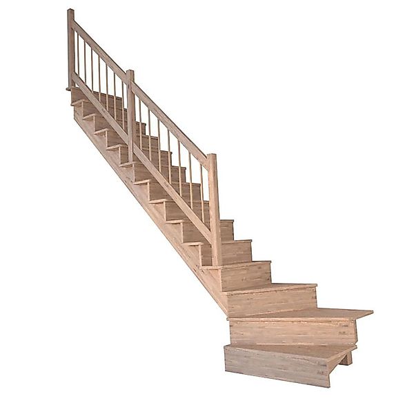 Treppe Lindos Eiche Gewendelt Links Setzstufen 100 cm Holz-Design-Geländer günstig online kaufen