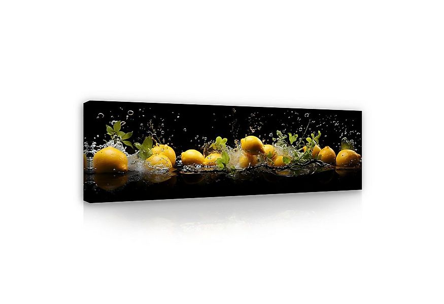 Wallarena Leinwandbild Küche Obst Zitronen Wasser Schwarz Wandbild 145x45 c günstig online kaufen