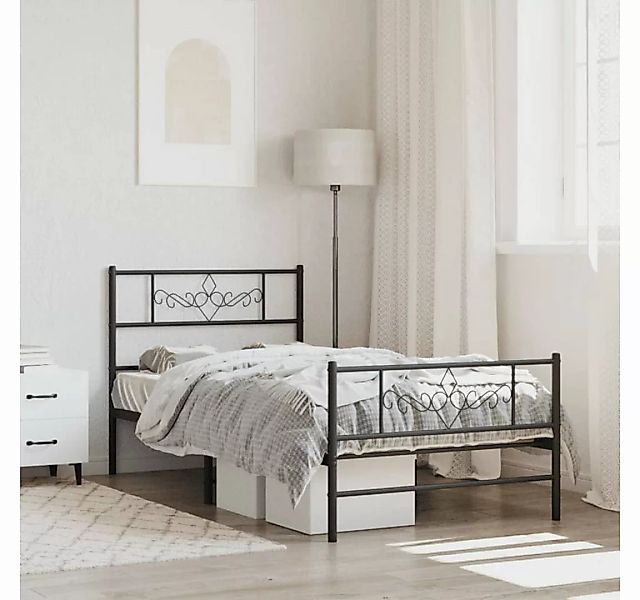 furnicato Bett Bettgestell mit Kopf- und Fußteil Metall Schwarz 80x200 cm günstig online kaufen
