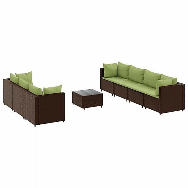 vidaXL 8-tlg Garten-Lounge-Set mit Kissen Braun Poly Rattan Modell 16 günstig online kaufen