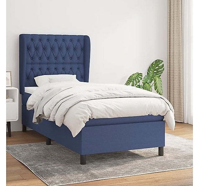 vidaXL Boxspringbett Boxspringbett mit Matratze Blau 90x190 cm Stoff Bett B günstig online kaufen