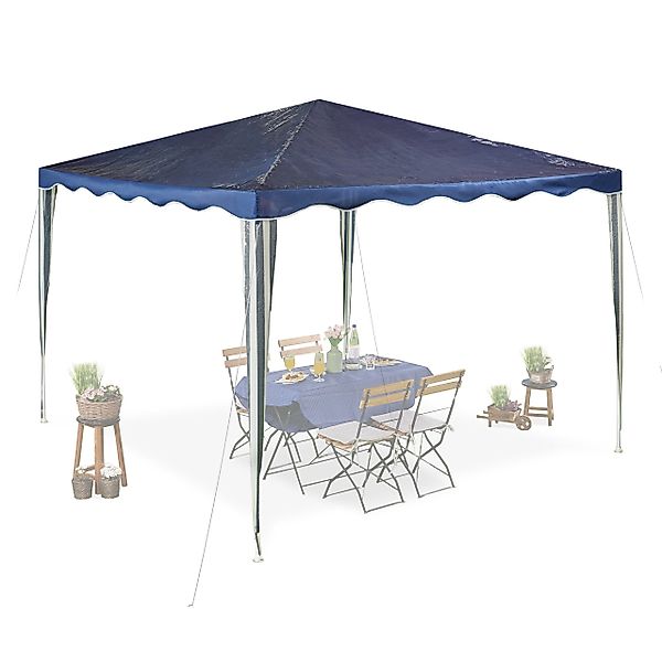 relaxdays Pavillon Dunkelblauer Pavillon 3x3 m günstig online kaufen