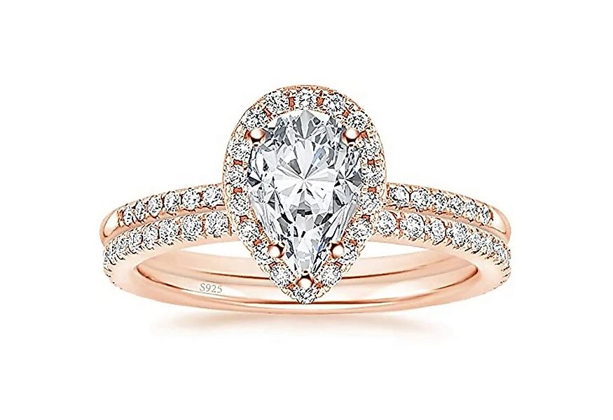 ROUGEMONT Silberring Eleganter Tear Drop Damen Verlobungsring 925 Sterling günstig online kaufen