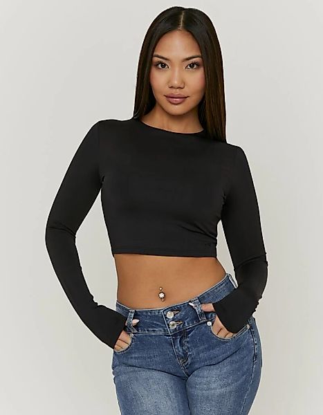 Tally Weijl Langarmshirt "STSPAPRETTY2" Materialmix, Basic Shirt, bauchfrei günstig online kaufen