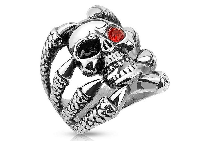 Taffstyle Fingerring Herren Ring XXL Totenkopf in Klaue Kristall Auge (Mark günstig online kaufen