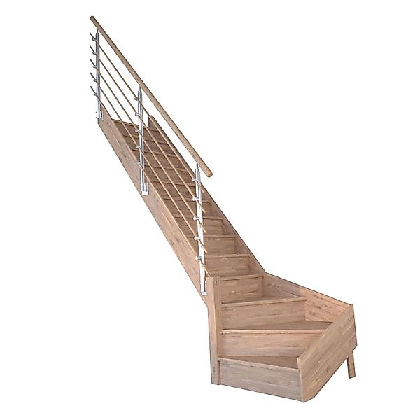 StarWood Treppe Rhodos Eiche Gew. L Setzstufen Design-Geländer-Holzstäbe FS günstig online kaufen