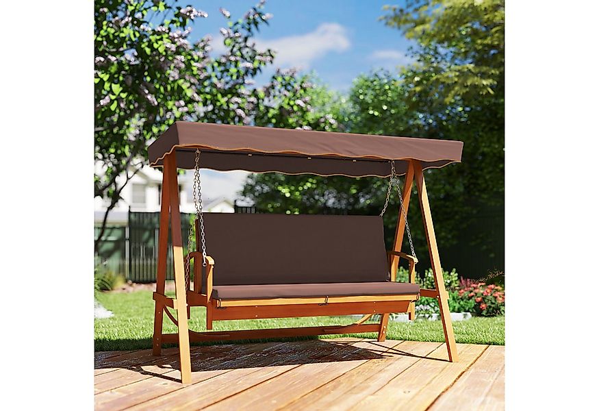 Outsunny Hollywoodschaukel mit Sonnendach, Sitzauflage, bis 330kg, 3-Sitzer günstig online kaufen