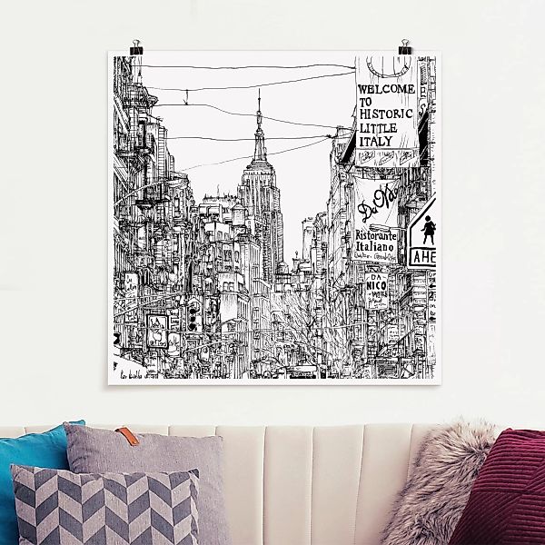 Poster - Quadrat Stadtstudie - Little Italy günstig online kaufen