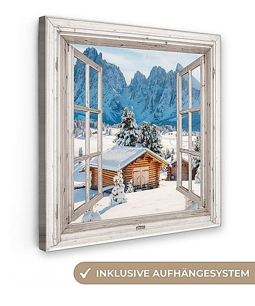 OneMillionCanvasses® Leinwandbild Winterlandschaft - Hütte - Berge - Ausbli günstig online kaufen