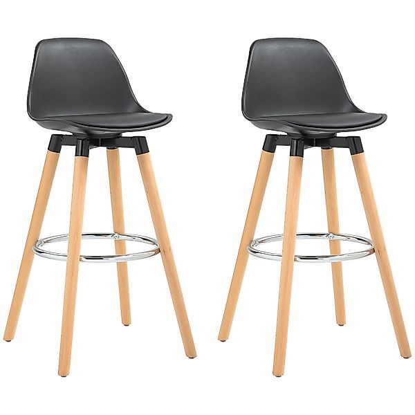 HOMCOM 2er-Set Barhocker – Gepolsterte PU-Sitze mit Rückenlehne & Fußstütze günstig online kaufen