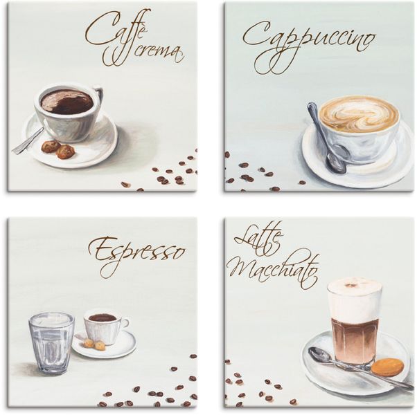 Artland Leinwandbild »Cappuccino Espresso Latte Macchiato« Getränke 4 Stk. günstig online kaufen