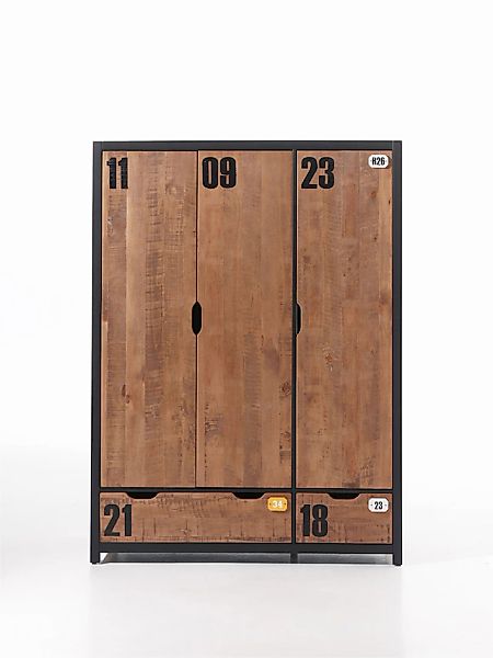 Vipack Kleiderschrank "Alex, Fronten massiv Kiefer in Hobel-Optik, Dekor Zi günstig online kaufen