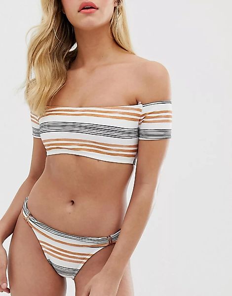 Vix – Gestreifte Bikinihose im Hüftdesign mit Spangen-Mehrfarbig günstig online kaufen