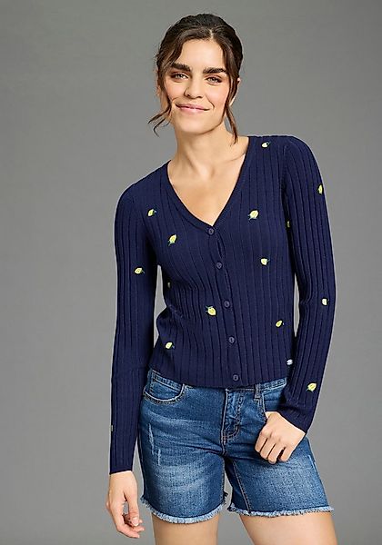 KangaROOS Strickjacke aus Rippstrick mit Stickerei günstig online kaufen