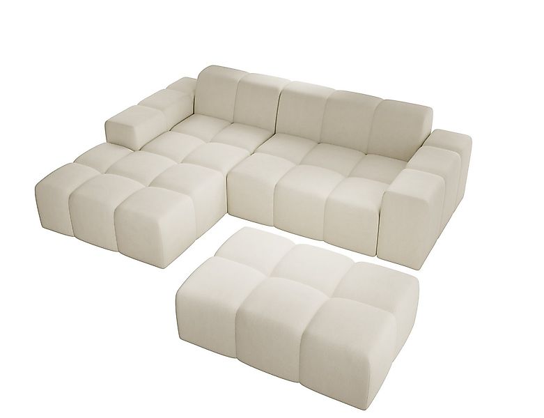 PROMETO Möbel Ecksofa Sofa mit Hocker, Couch L-Form Veloursstoff Fogo günstig online kaufen