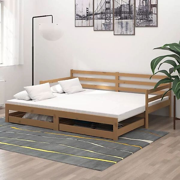 Ausziehbares Tagesbett Honigbraun 2x(90x200) Cm Massivholz Kiefer günstig online kaufen
