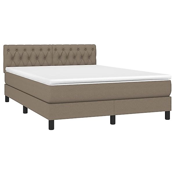 vidaXL Boxspringbett mit Matratze & LED Taupe 140x200 cm Stoff 3133401 günstig online kaufen