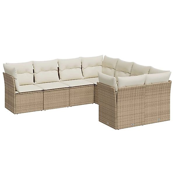 vidaXL 8-tlg Garten-Sofagarnitur mit Kissen Beige Poly Rattan Modell 55 günstig online kaufen