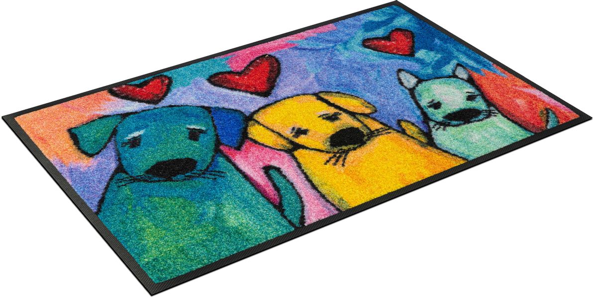 wash+dry by Kleen-Tex Fußmatte "Doggies" rechteckig 7 mm Höhe Schmutzfangma günstig online kaufen