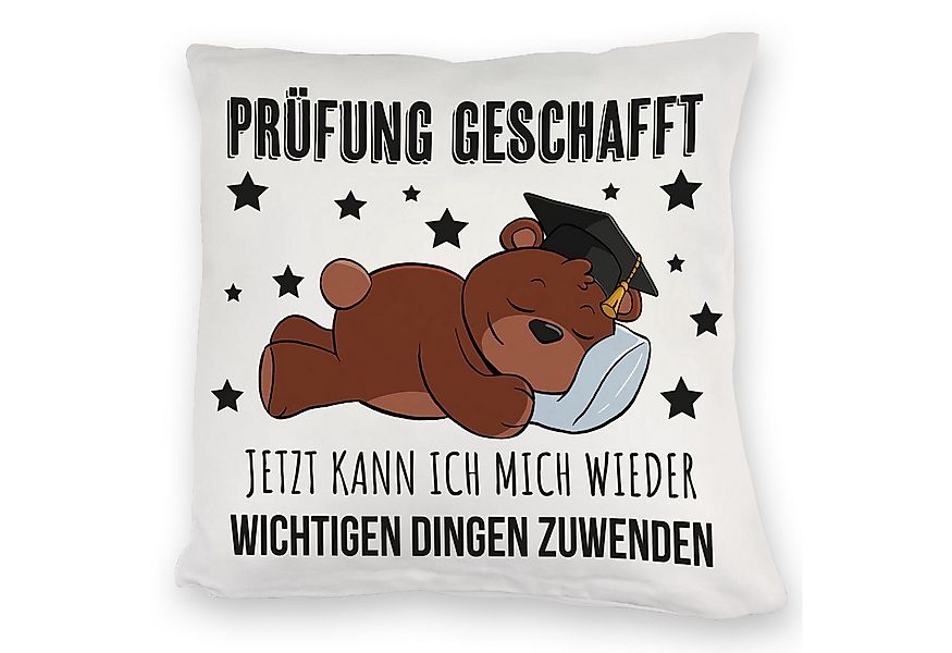 speecheese Dekokissen Schlafender Bär mit Doktorhut Kuschelkissen Spruch Pr günstig online kaufen