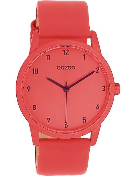 OOZOO Quarzuhr Damenuhr C11172 Chilirot Lederband günstig online kaufen