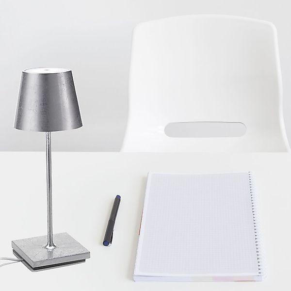 LED Akku Tischleuchte Poldina Mini in Silber-matt 2,2W 154lm IP54 günstig online kaufen