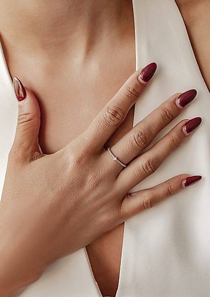 Hey Happiness Fingerring Zirkonia Solitär gedreht, günstig online kaufen