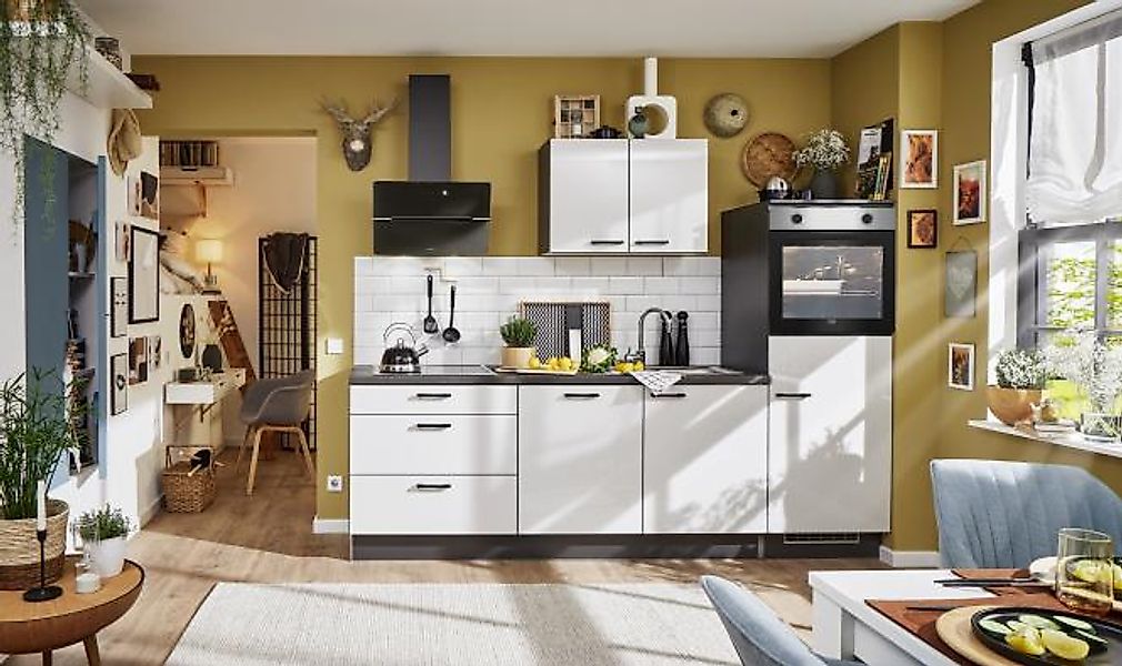 Küchenzeile Leerblock 260 cm inkl. Spüle und Spültischarmatur PKW 526010 vo günstig online kaufen