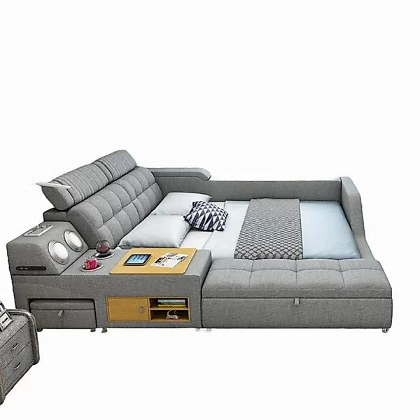 JVmoebel Bett Doppelbett Polsterbett Schlafzimmer 180x200cm Multifunktion B günstig online kaufen