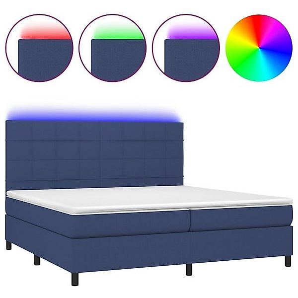 vidaXL Boxspringbett Boxspringbett mit Matratze LED Blau 200x200 cm Stoff B günstig online kaufen